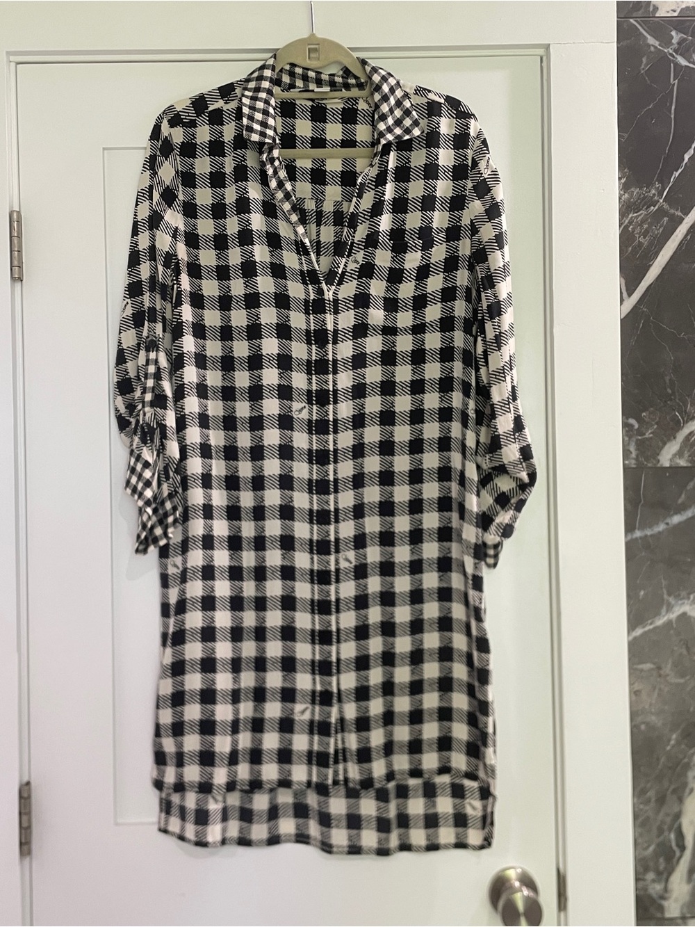 Diane Von Furstenberg Black and White Gingham Shirt Dress